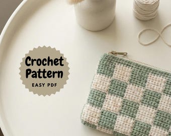 Patron PDF de trousse de maquillage au crochet | Pochette zippée en tapisserie, trousse à cosmétiques, trousse à crayons