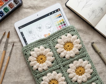 Daisy Crochet Tablet Sleeve Pattern | Granny Stitch PDF (Digital Download)