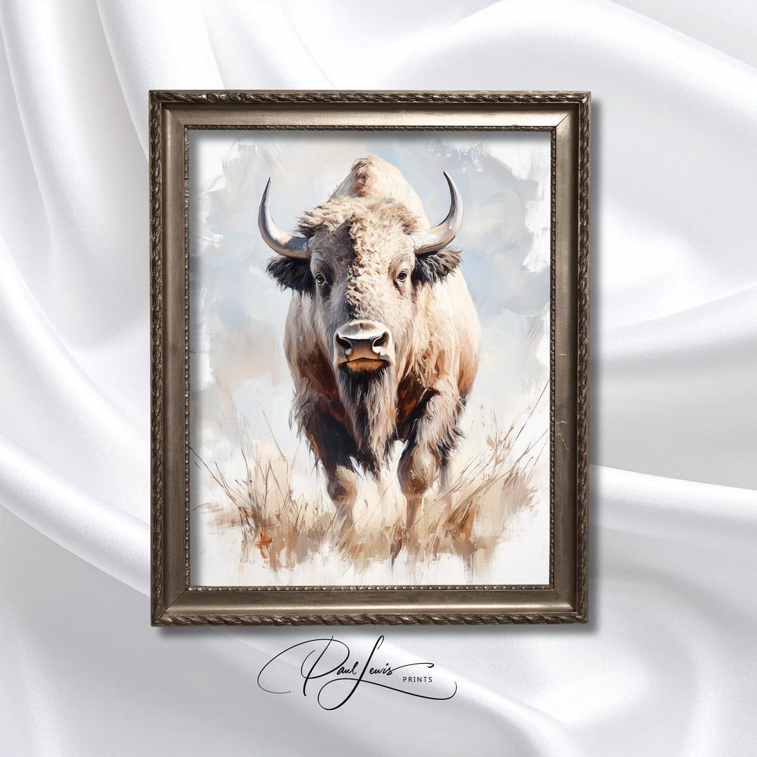 Rustic Bison Portrait Printable - Premium Art Moody Wildlife Wall Decor ...