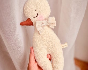 Cozy Goose Animal. Boucle Plush toy. baby sleep toy. Newborn Gift. Natural Soft toy for Baby
