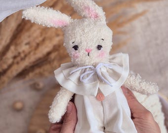 Handmade Bunny Stuffed Animal. Boucle&Linen Baby Toy. Cute Toy. Soft Rabbit. Newborn Gift. Boho Nursery