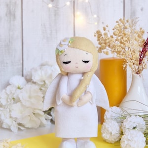 Felt Angel Doll - Handmade 22cm soft toy Baptism Communion of Birthday Gift