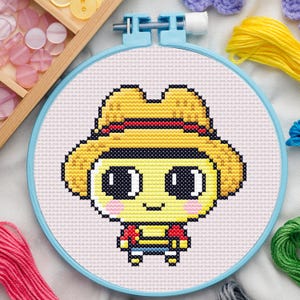 Pirate Cross Stitch Pattern for Beginners. Anime Cross Stitch Pattern. Chibi Cross Stitch Pattern. Small Cross Stitch Pattern