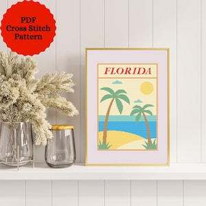 Schema punto croce Florida per principianti. Schema punto croce USA. Schema punto croce PDF. Schema punto croce America. Arte Florida.