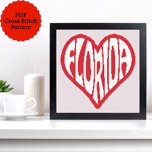 Schema punto croce Florida per principianti. Schema punto croce USA. Schema punto croce PDF. Schema punto croce America. Arte Florida.