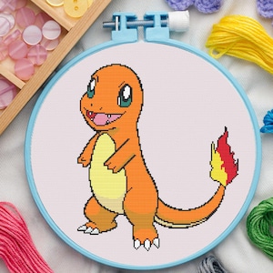 Fire Type #4 Cross Stitch Pattern for Beginners. Easy Cross Stitch Pattern. PDF Pattern Cross Stitch. Anime Cross Stitch Pattern