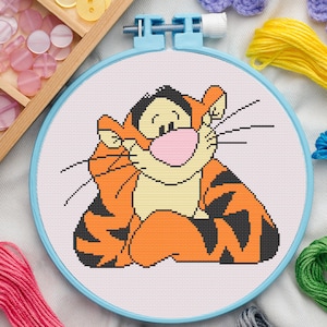 Tiger Cross Stitch Pattern for Beginners. Animal Cross Stitch Pattern. Cartoon Cross Stitch Pattern. PDF Pattern Cross Stitch
