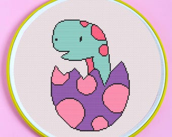 Dinosaur Cross Stitch Pattern for Beginners. Easy Cross Stitch Pattern. PDF Pattern Cross Stitch. Cross Stitch Pattern