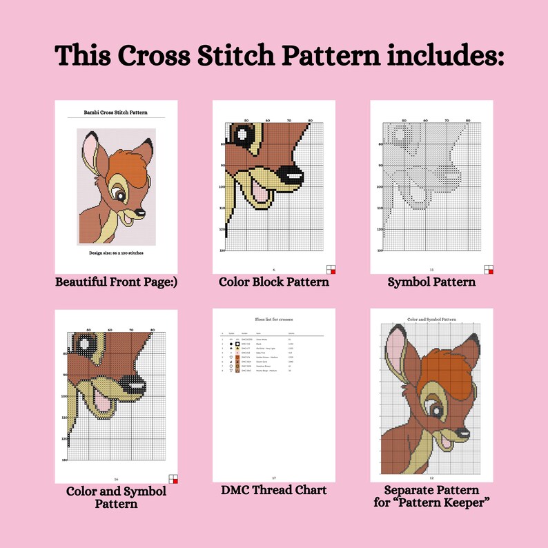 Bambi Cross Stitch Pattern. Cute Cross Stitch Pattern. Animals Cross ...