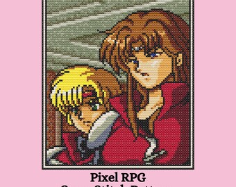 Pixel RPG Cross Stitch Pattern. Nerdy Cross Stitch Pattern. Geek Cross Stitch Pattern. Pixel Art Cross Stitch Pattern. Video Game Art