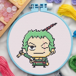 Pirate Cross Stitch Pattern for Beginners. Anime Cross Stitch Pattern Easy Cross Stitch Pattern. PDF Pattern Cross Stitch. Instant Download