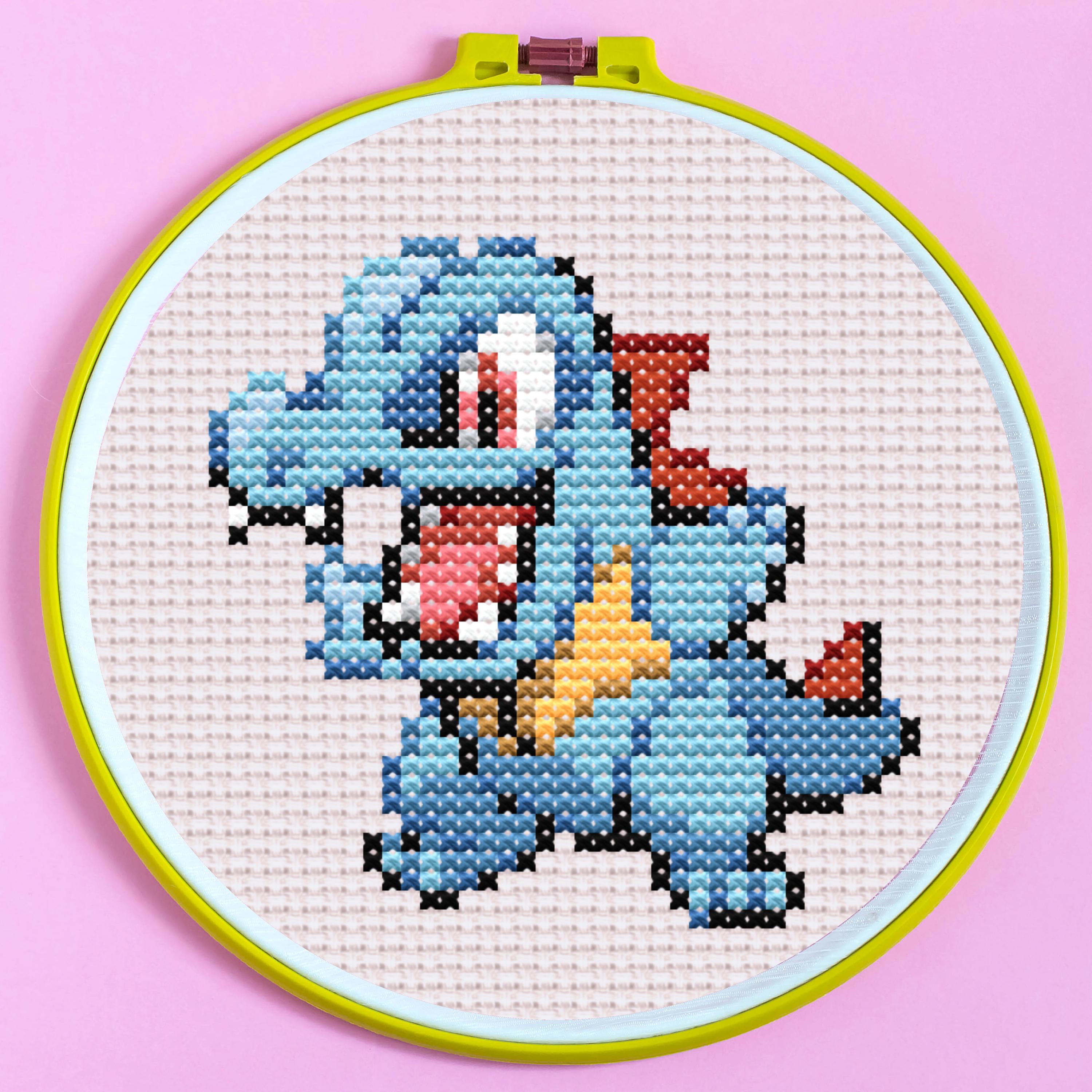 Totodile Cross Stitch Pattern. Sprite Cross Stitch Pattern. 8-bit