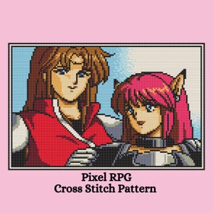 Pixel RPG Cross Stitch Pattern. Nerdy Cross Stitch Pattern. Geek Cross Stitch Pattern. Pixel Art Cross Stitch Pattern. Video Game Art