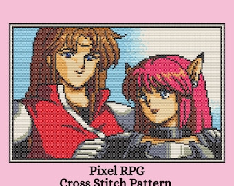 Pixel RPG Cross Stitch Pattern. Nerdy Cross Stitch Pattern. Geek Cross Stitch Pattern. Pixel Art Cross Stitch Pattern. Video Game Art