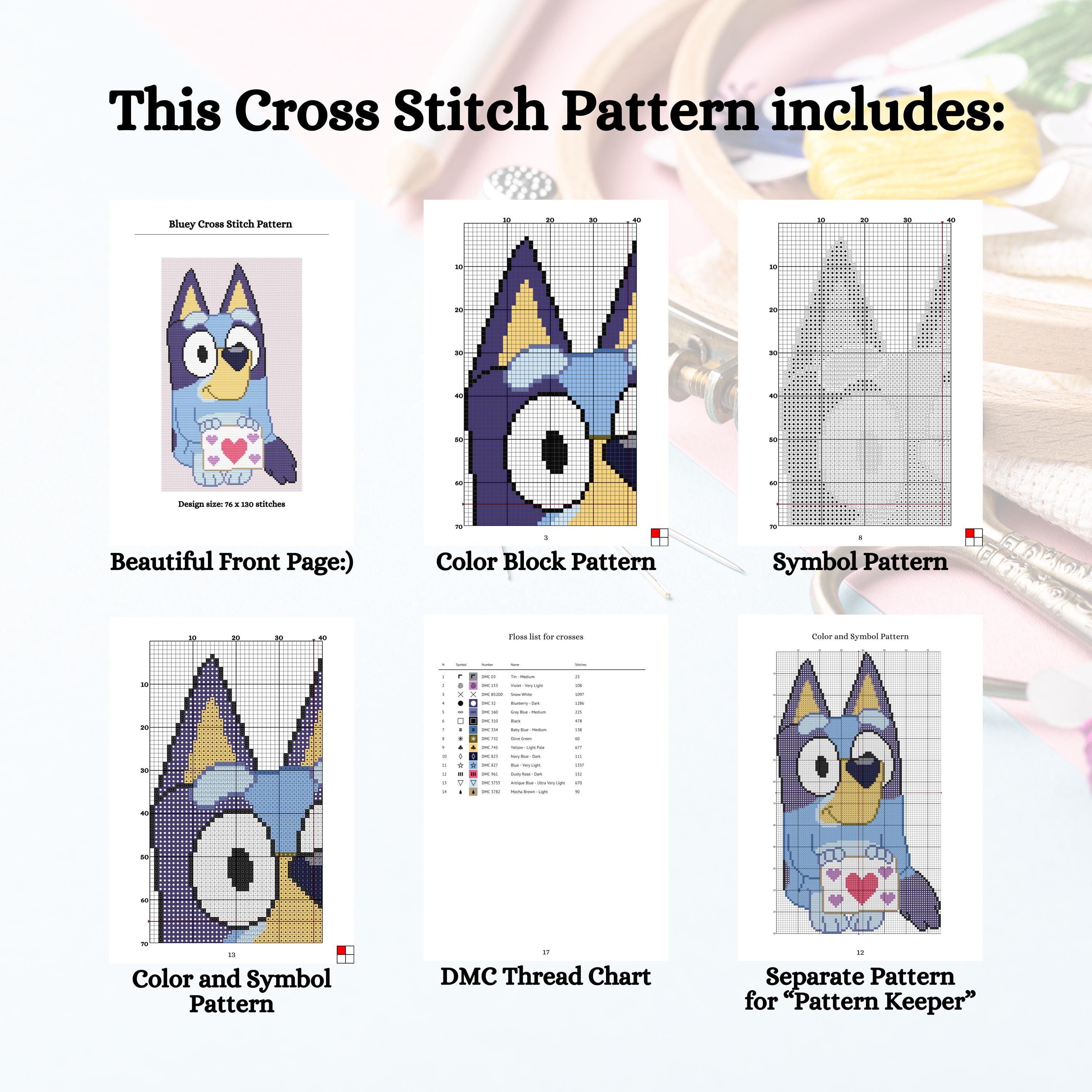 Bluey Crossroads Pattern Bluey Cross Stitch Pattern for Beginners. Blue Heeler Cross Stitch ...