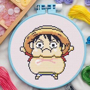 Pirate Cross Stitch Pattern for Beginners. Anime Cross Stitch Pattern. Chibi Cross Stitch Pattern. Small Cross Stitch Pattern