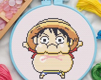 Pirate Cross Stitch Pattern for Beginners. Anime Cross Stitch Pattern. Chibi Cross Stitch Pattern. Small Cross Stitch Pattern