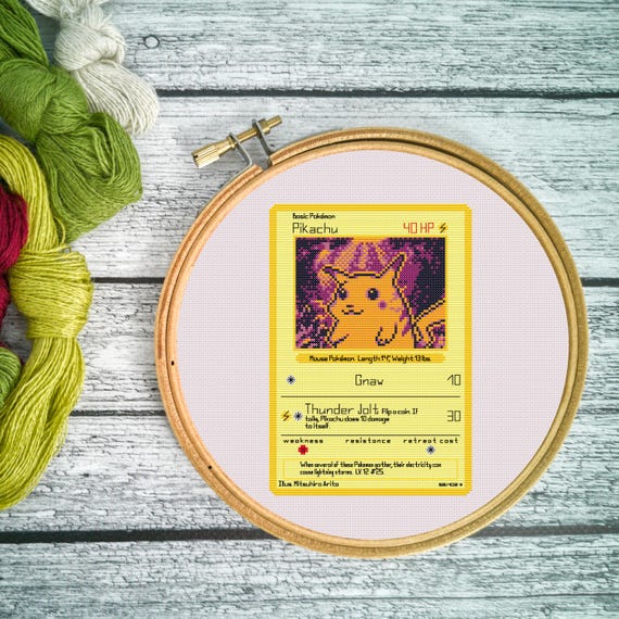 Pikachu Card Cross Stitch Pattern. Geeky Cross Stitch Pattern. 8-bit Cross  Stitch Pattern. Poket Monster Cross Stitch. Nerdy Cross Stitch - Etsy Israel