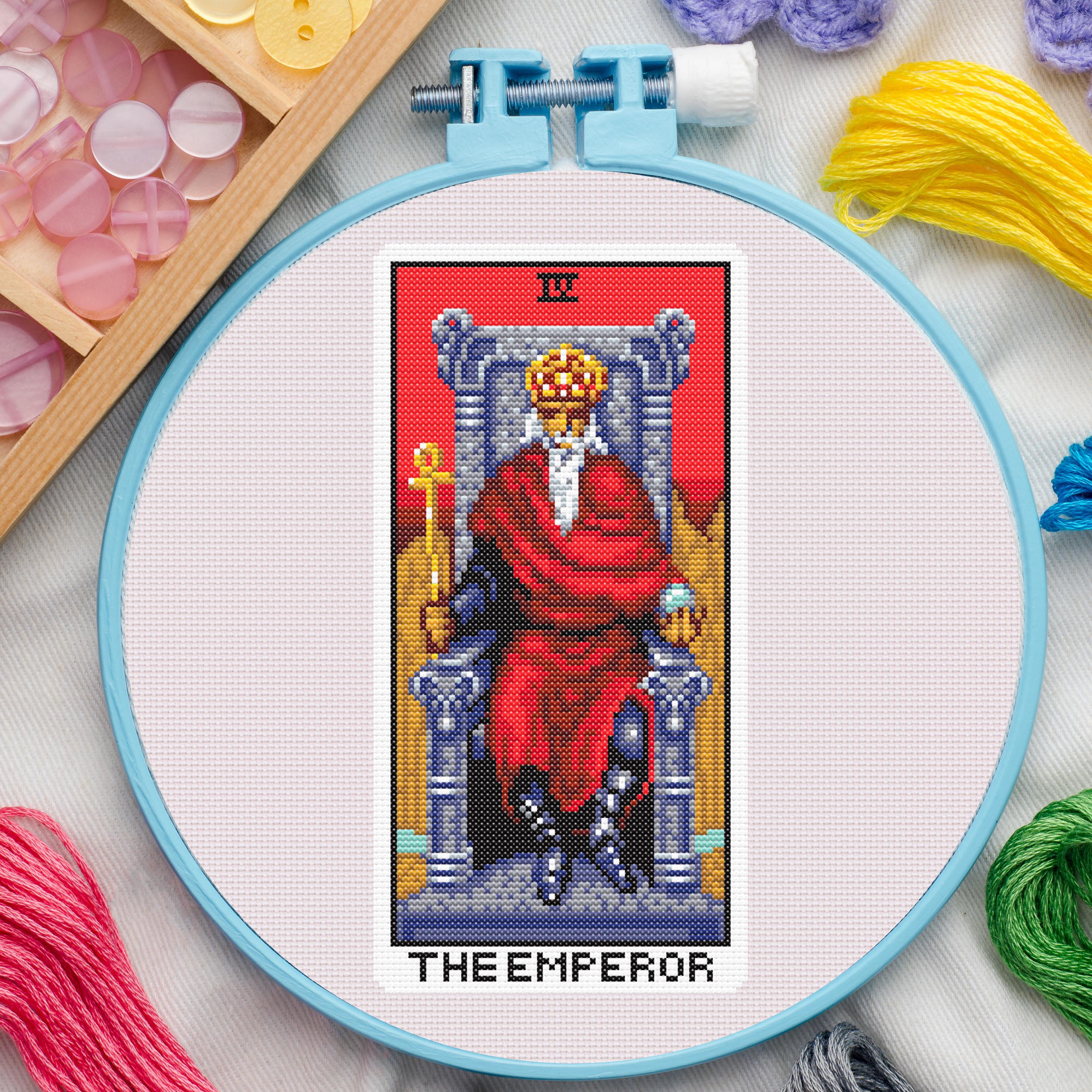 The Emperor Tarot Card Cross Stitch Pattern. Major Arcana Cross