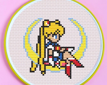 Anime Girl Cross Stitch Pattern for Beginners. Easy Cross Stitch Pattern. PDF Pattern Cross Stitch