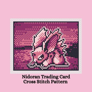 Trading Card Pixel Art Cross Stitch Pattern. Trading Card Cross Stitch Pattern. 8-Bit Cross Stitch Pattern. Poket Monster Cross Stitch