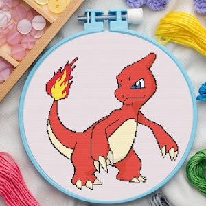 Fire Type #5 Cross Stitch Pattern for Beginners. Easy Cross Stitch Pattern. PDF Pattern Cross Stitch. Anime Cross Stitch Pattern