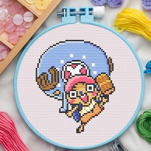 Pirate Cross Stitch Pattern for Beginners. Anime Cross Stitch Pattern Easy Cross Stitch Pattern. PDF Pattern Cross Stitch. Instant Download