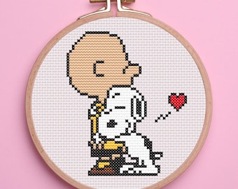 Snoopy Cross Stitch Pattern for Beginners. Peanuts Cross Stitch Pattern. Easy Cross Stitch Pattern. PDF Pattern Cross Stitch