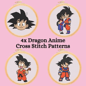 4 Anime Cross Stitch Patterns for Beginners. Easy Cross Stitch Pattern. PDF Pattern Cross Stitch