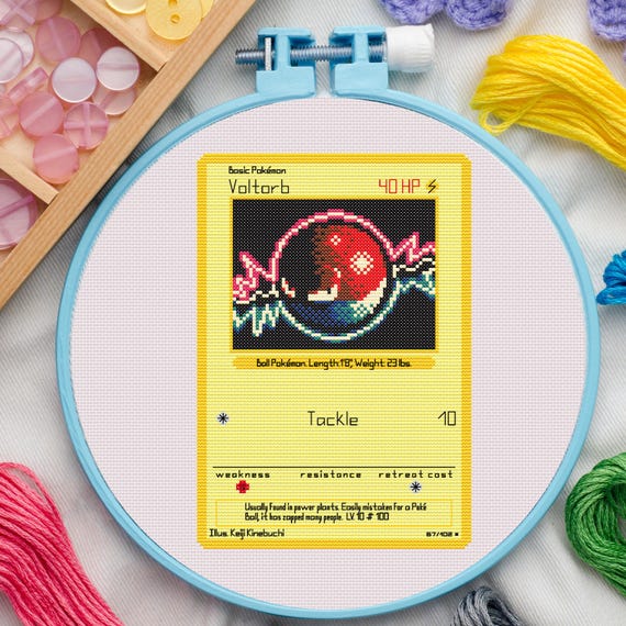 Voltorb Card Cross Stitch Pattern. Geeky Cross Stitch Pattern. 8-bit Cross  Stitch Pattern. Poket Monster Cross Stitch. Nerdy Cross Stitch - Etsy