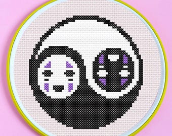 No-Face Anime Cross Stitch Pattern for Beginners. Easy Cross Stitch Pattern. PDF Pattern Cross Stitch