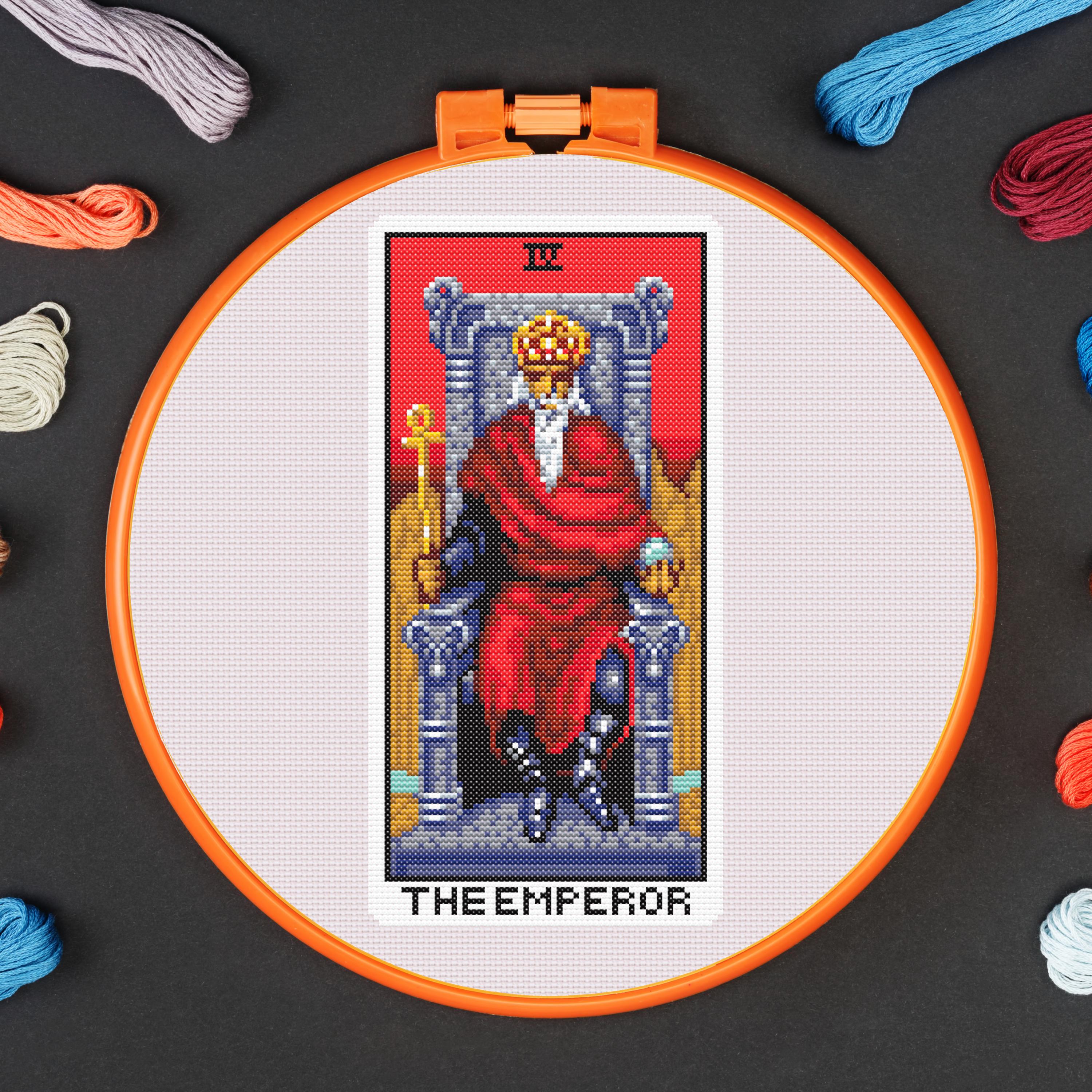 The Emperor Tarot Card Cross Stitch Pattern. Major Arcana Cross