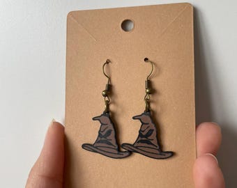 Wizard Sorting Hat Earrings – Handmade Fantasy Jewellery Gift for Magic and Witchcraft Fans