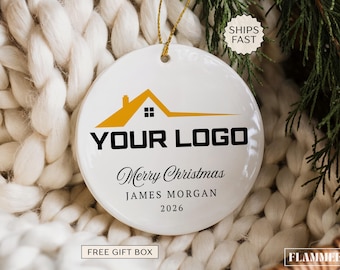 Custom Logo Christmas Ornament Personalized Company Ornament for Employee Christmas Gifts Bulk Client Christmas Gifts from Boss
