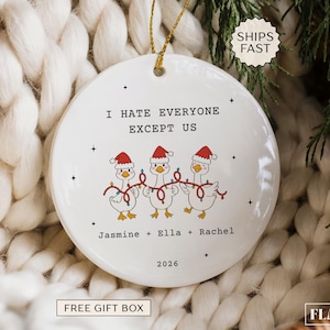 Personalized Friend Christmas Ornament Funny Best Friend Ornament for Bestie I Hate Everyone Except Us Custom Friendship Ornament Funny BFF