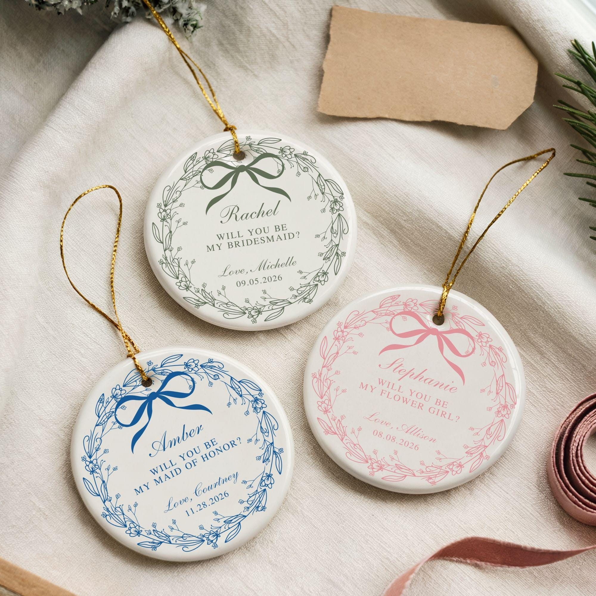 bridesmaid dress ornaments Custom Bridesmaid Ornament