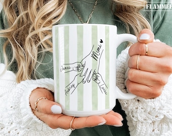 Personalized Mimi Mug with Grandkids Names Custom Mimi Coffee Mug Mimi Cup Grandma Holding Hand Mug Mimi Mother’s Day Gift for Mimi Birthday