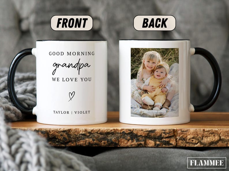 Custom Photo Grandpa Mug with Grandkids Names Personalized Grandpa Cup Grandpa Photo Gift Father’s Day Gift for Grandpa Gift from Grandkids