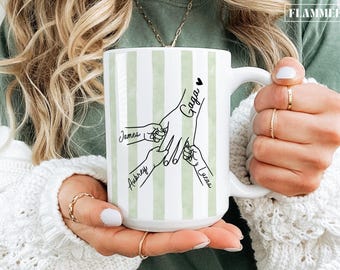 Gaga Mug Custom Gaga Gift for Gaga Coffee Mug Grandma Holding Hand Mug Gaga Mother’s Day Gift Grandma Mug with Grandkids Names Gaga Birthday