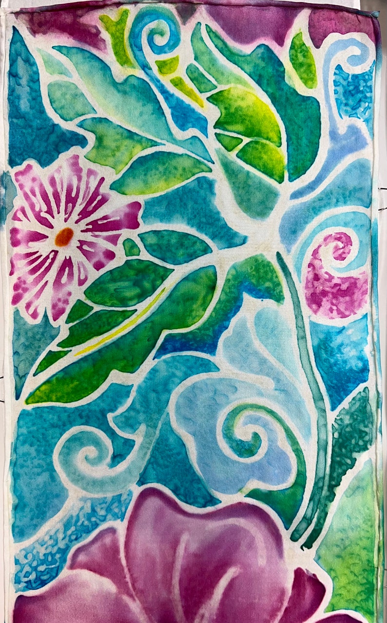 Hawaiian-Style Flower Silk Scarf Bild 3