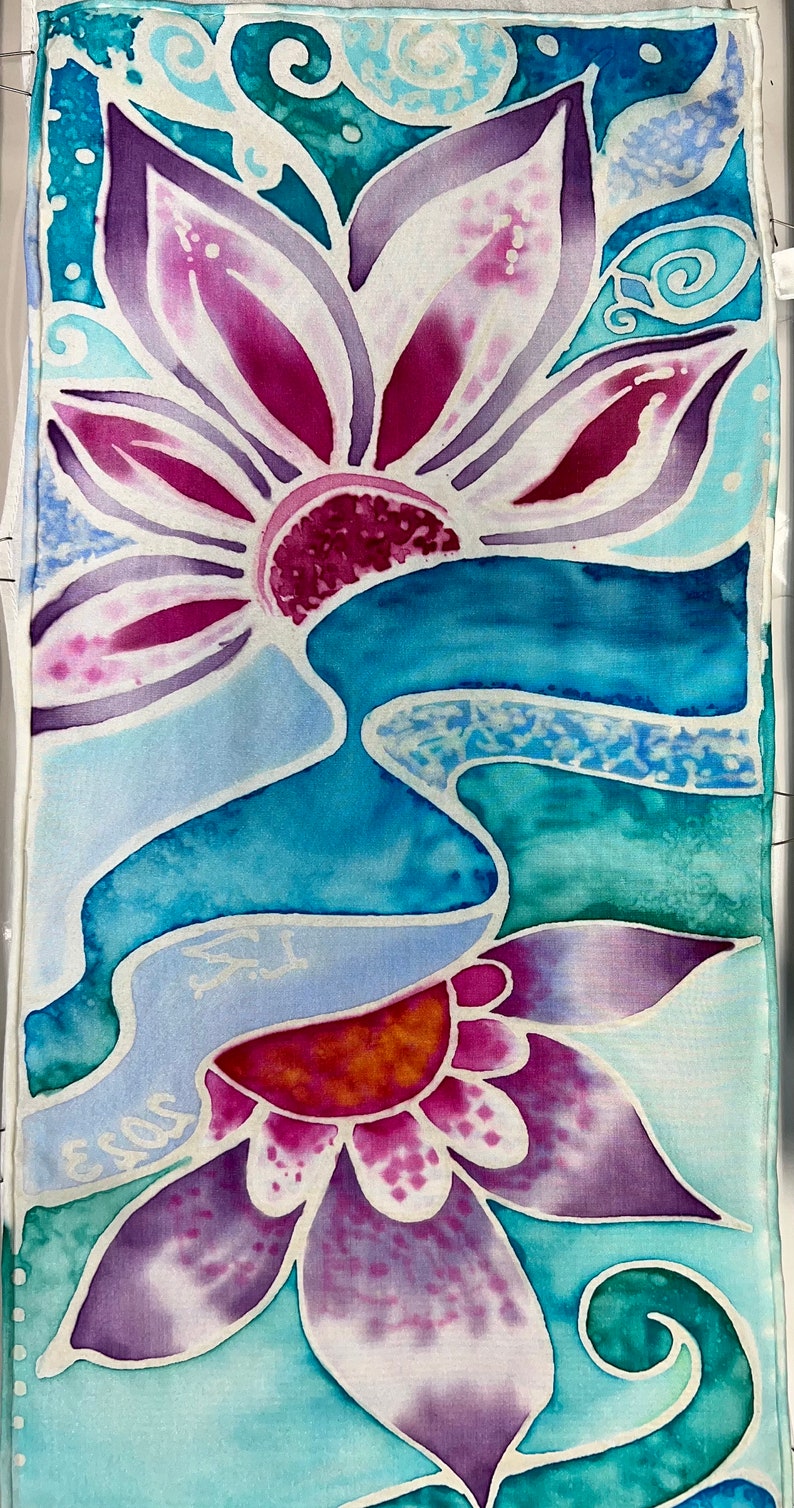 Hawaiian-Style Flower Silk Scarf Bild 4