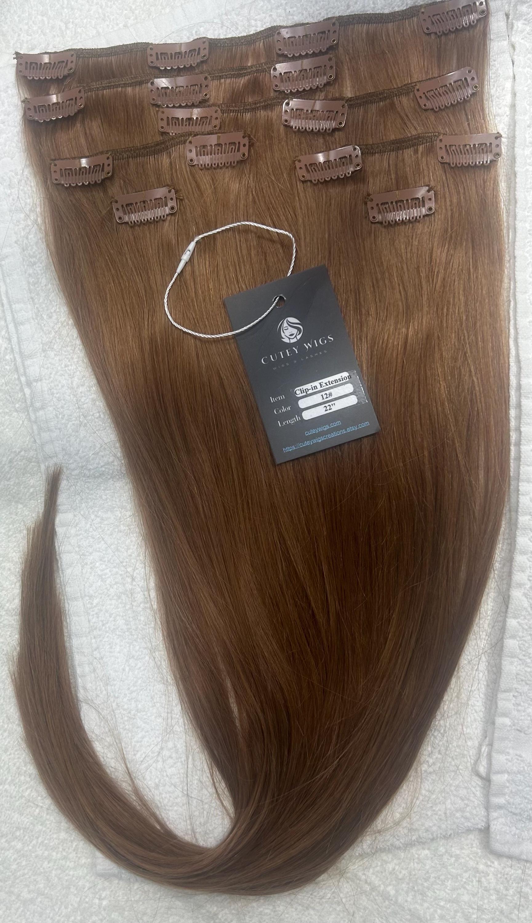 Golden Brown Remy Human Hair Clip-In Extensions 16 Inch 8A Golden Brown Clip in Remy Human Hair Extensions (7pcs/70g  main image 2