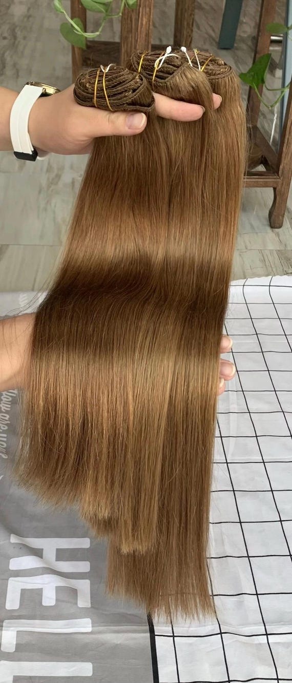 Remy Clip in Hair Extensions: Light Golden Brown, 120g 7  display picture 3