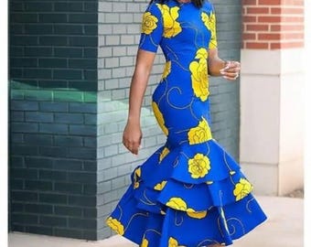 African Kitenge Dress: Fit and Flare, Kenyan Ethnic Print - Etsy