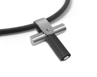 Biker cross pendant in stainless steel & PVC rubber by Taormina Jewelry