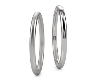 1mm 1.5mm and 2mm Halo Wedding Simple Thin Ring Band in Polished or Satin Brushed Finish Stainless Steel by Taormina Jewelry