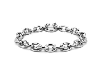 Oval link chain bracelet in stainless steel by Taormina Jewelry