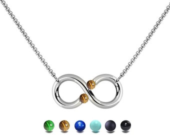 ONDE Infinity horizontal pendant with tension set semiprecious sphere in stainless steel by Taormina Jewelry
