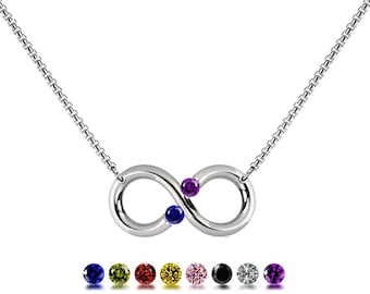 ONDE Infinity horizontal pendant with tension set colored gemstones in stainless steel by Taormina Jewelry