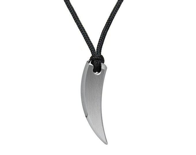 Flat claw tag amulet in stainless steel by Taormina Jewelry